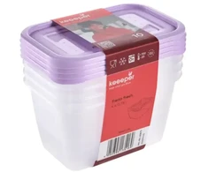 Keeeper Food container set rectangular 4x0,75L Fredo "Fresh" transparent/light violetinė