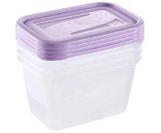 Keeeper Food container set rectangular 4x0,75L Fredo "Fresh" transparent/light violetinė