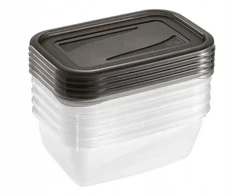 Stoneline Keeeper Food container set rectangular 5x0.5L Fredo "Fresh" transparent/crystal pilka