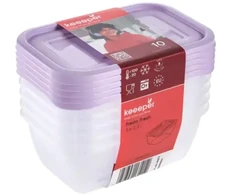 Stoneline Keeeper Food container set rectangular 5x0.5L Fredo "Fresh" transparent/light violetinė