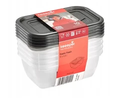 Stoneline Keeeper Food container set rectangular 5x0.5L Fredo "Fresh" transparent/crystal pilka