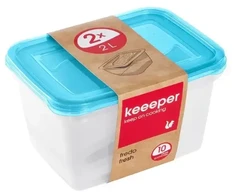 Keeeper Set of food containers rectangular 2x2L Fredo "Fresh" transparent/light mėlynas