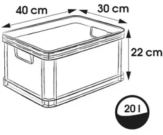 Keeeper Transport box with load capacity iki 30kg Robert 40x30x22cm 20L pilkas