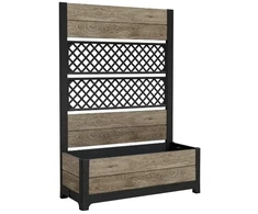 Keter Deco Tulip 110L 2-Rhombus Mesh Flower Pot Ash Wood Tone