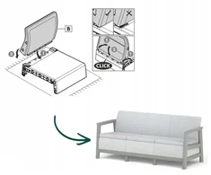 Keter sodo sofa, trijų vietų, Scandi Linea, šviesi pilka/tamsaus plieno pilka