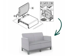 Keter sodo sofa dvivietė Scandi Form dvivietė sofa šviesi pilka/tamsaus plieno pilka
