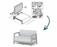 Keter Garden sofa two-seater Scandi Linea 2 Seater Sofa light pilka/dark steel pilka