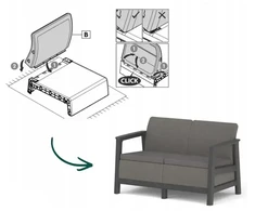 Keter Garden sofa two-seater Scandi Linea 2 Seater Sofa pilka