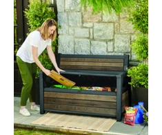 Lauko baldų komplektas Keter Sandėliavimo suolas „Deco Garden Bench“, 227L, uosio mediena, 7290112641977