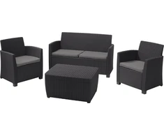 Lauko baldų komplektas Keter Tradgard Rinkinys sodo CORONA + BOX - grafit + pilka poduszki