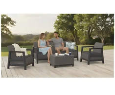 Lauko baldų komplektas Keter Sodo baldų komplektas Scandi Linea 3 Seater Set pilkas