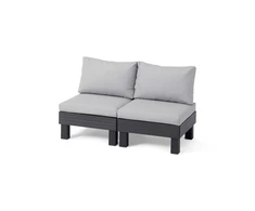 Keter Dvivietė sodo sofa „Elements“, pilka/šviesiai pilka, 8711245158037