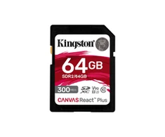 Atminties kortelė Kingston React Plus, SDXC, 64GB, Class 10, UHS-II, U3, V90