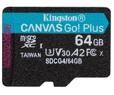 Atminties kortelė Kingston memory card 64GB Micro SDXC Canvas Go Plus Gen4 200MB/s A2 U3 V30