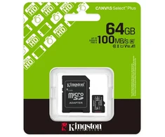 Atminties kortelė Kingston *Micro SD 64GB Canvas Select+ G3 100MB/s Adapt