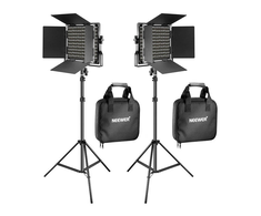 Sieninis šviestuvas Neewer Naujesnis 660 Bi Color LED studijinis komplektas, dvi 40W 3200-5600K lempos + stovai + vartai