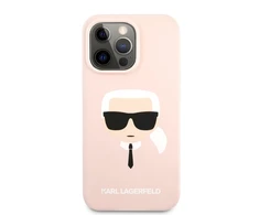 Apple iPhone 13 Pro Karl Lagerfeld dėklas Silicone Karl`s Head (KLHCP13LSLKHLP) light rožinės spalvos