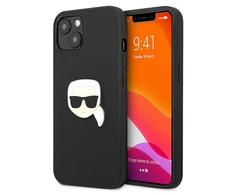 Dėklas Karl Lagerfeld KLHCP13SPKMK IPHONE 13 MINI 5.4 "Juodas/Juodas HARDCASE LEATHER IKONIK KARL`S HEAD METAL