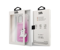 Dėklas Karl Lagerfeld PC/TPU Choupette Eat Case, skirtas iPhone 13 Pro Max, rožinis