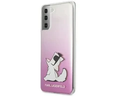 Karl Lagerfeld KLHCS21MCFNRCPI „Choupette Eats“ telefono dėklas Samsung Galaxy S21+ rožinis