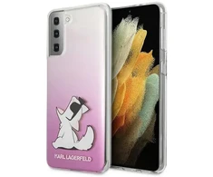 Karl Lagerfeld KLHCS21MCFNRCPI „Choupette Eats“ telefono dėklas Samsung Galaxy S21+ rožinis