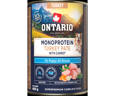 Ontario Puppy Monoprotein Kalakutienos paštetas su Morkomis 400g