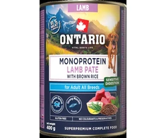 Ontario Adult Monoprotein Ėrienos paštetas su Rudaisiais Ryžiais 400g