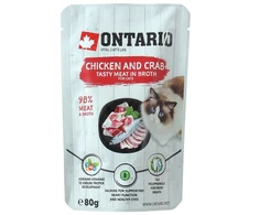 Konservuotas kačių maistas - Ontario vištiena and Crab in Broth, 80 g