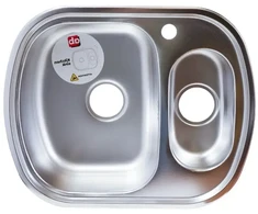 Kriauklė AB 600X490X0.8MM su 1,5 dubeniu, kairė, satino, su sifonu