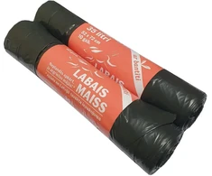 Labais Maiss Užtraukiami šiukšlių maišai 33 mikronai 52x72cm/35L/10vnt. juodi