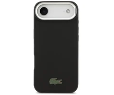 Lacoste Iconic Petit Pique Camera Stand MagSafe telefono dėklas su stovu ir MagSafe palaikymu, skirtas Apple iPhone 17 Air, juodas