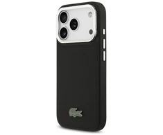 Lacoste Iconic Petit Pique Camera Stand MagSafe dėklas skirtas Apple iPhone 17 Pro juodos spalvos