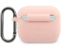 Lacoste Liquid Silicone Glossy Printing Logo dėklas skirtas Apple AirPods 3 rožinės spalvos
