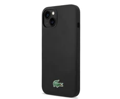 Lacoste Liquid Silicone Microfiber Croc Logo MagSafe dėklas skirtas iPhone 14,15,16 juodos spalvos