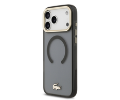 Lacoste PC/TPU Frosted Finish Gold Logo MagSafe dėklas skirtas Apple iPhone 17 Pro Max juodos spalvos