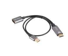 Lanberg adapter HDMI - Displayport 4K 20cm sidabrinė