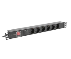 Lanberg stovo maitinimo juosta PDU 19" 1U 16A 6x Schuko 2m juoda