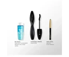„Lancome Hypnose Drama“ dviejų veidų makiažo valiklis 30 ml + akių pieštukas „Le Crayon Kohl 01 Noir“ + blakstienų tušas „Hypnose Drama 01“