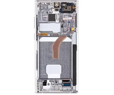 Dėklas LCD ekranas + jutiklinis blokas + priekinis dangtelis Samsung S908B Galaxy S22 Ultra Phantom Baltas (pakeitimų paketas)