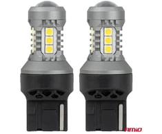 LED lemputės standard 7440 W21W 3030 15SMD balta 12V 24V amio-04996