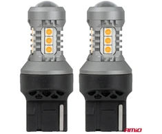 LED lemputės standard 7440 WY21W 3030 15SMD oranžinė 12V 24V amio-04997