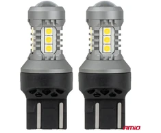 LED lemputės standard 7443 W21/5W 3030 15SMD balta 12V 24V amio-04998