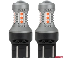 LED lemputės standartinės 7443 W21/5W 3030 15SMD raudonos 12V 24V amio-04999