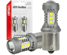 Żarówki led standard ba15s p21w 3030 15smd balta 12v 24v amio-05000