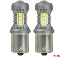 Żarówki led standard ba15s p21w 3030 15smd balta 12v 24v amio-05000