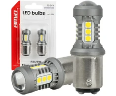 Żarówki led standard bay15d p21/5w 3030 15smd balta 12v 24v amio-05003