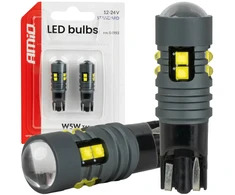 LED lemputės standard W5W T10 2525 10SMD balta 12V 24V amio-04993