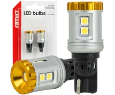 Żarówki led standard w16w t15 3030 8smd + 3020 1smd balta 12v 24v amio-04991