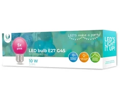 LED lemputė E27 G45 2W 230V rožinė 5vnt Forever Light