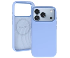 Liavec šilkinis dėklas su metaliniu kameros rėmeliu, skirtas iPhone 18 Pro/17 Pro, šviesiai mėlynas